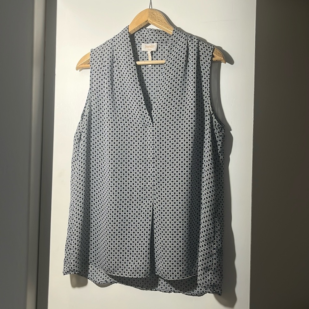 Blue Geometric Pattern Blouse size L